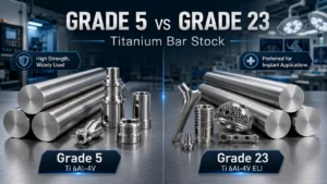 Grade 5 and Grade 23 titanium round bar for medical devices