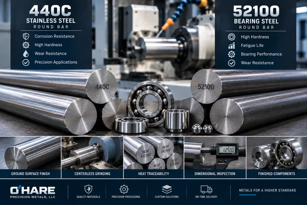440C stainless steel round bar for bearing and wear applications